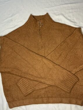 Belle Du Jour Men's Zip-Up Sweater in Camel
